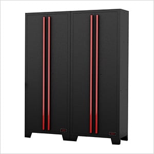 Black and Red Tall Garage Cabinet (2-Pack)