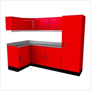 Select Series 9-Piece Aluminum Garage Corner Cabinet Set (Red)