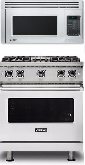 Viking 5 2 Piece Kitchen Appliances Package with Gas Range and Over the Range Microwave in Stainless Steel VIRAMW100