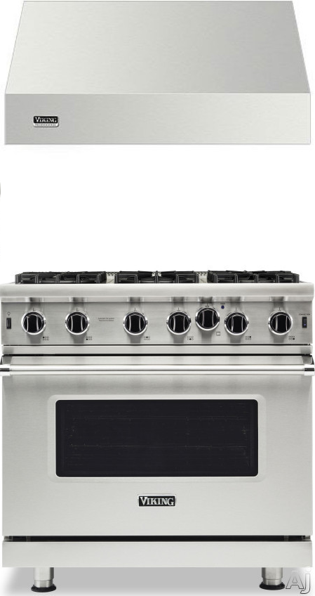 Viking 5 2 Piece Kitchen Appliances Package with Gas Range in Stainless Steel VIRARH103