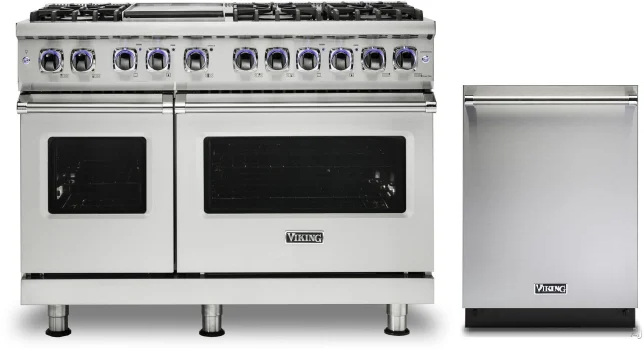 Viking 7 2 Piece Kitchen Appliances Package with Dual Fuel Range and Dishwasher in Stainless Steel VIREDW103