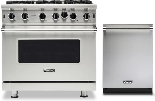 Viking 5 2 Piece Kitchen Appliances Package with Gas Range and Dishwasher in Stainless Steel VIREDW106