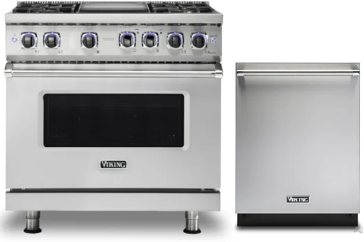 Viking 7 2 Piece Kitchen Appliances Package with Gas Range and Dishwasher in Stainless Steel VIREDW111