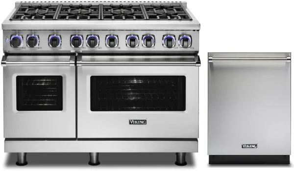 Viking 7 2 Piece Kitchen Appliances Package with Dual Fuel Range and Dishwasher in Stainless Steel VIREDW113