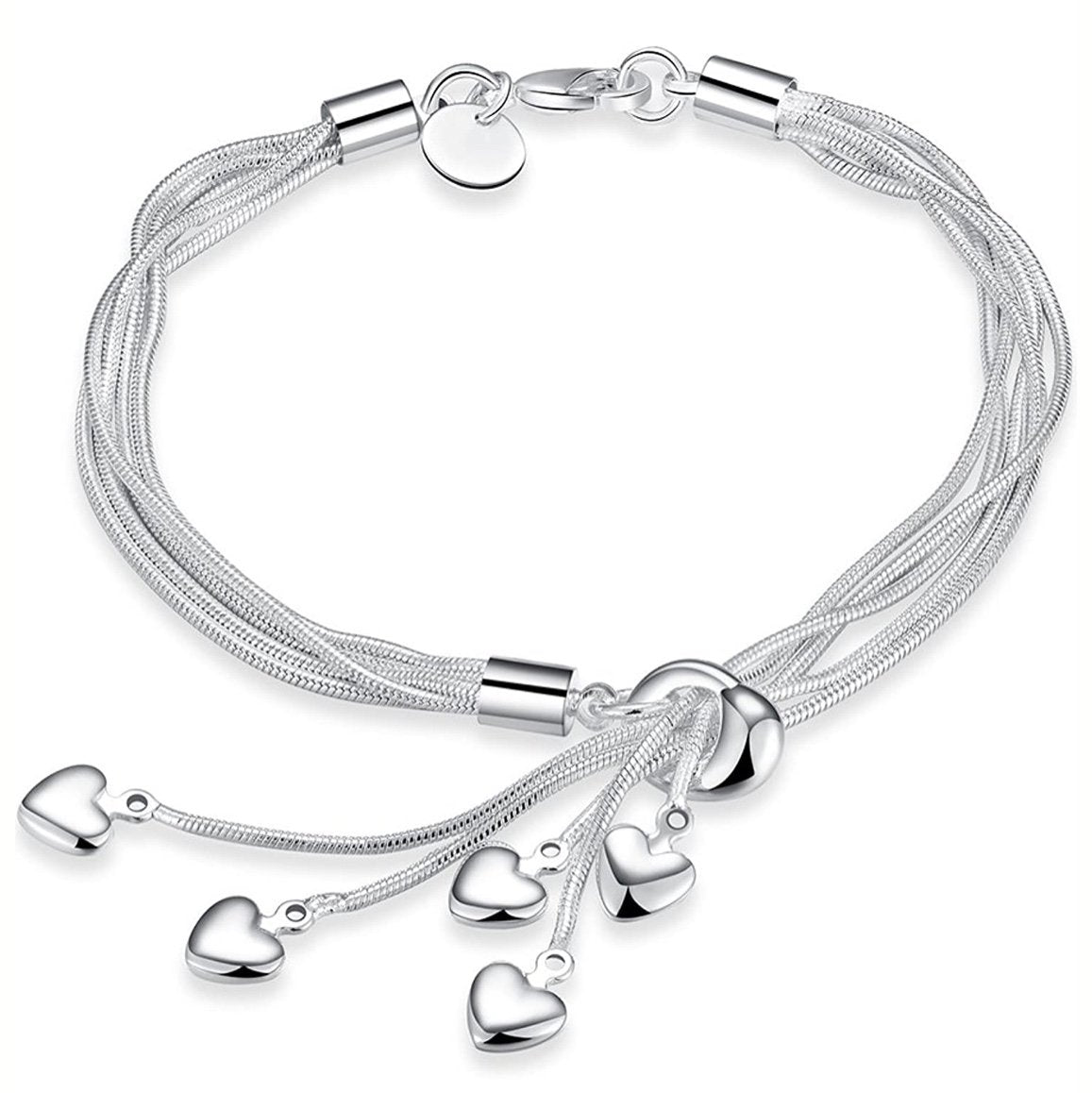 Multi Strand Heart Charm Bracelet