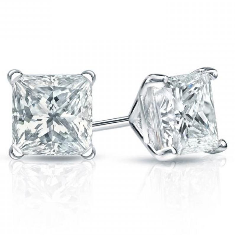 Princess-Cut Stud Earrings with Swarovski Crystals
