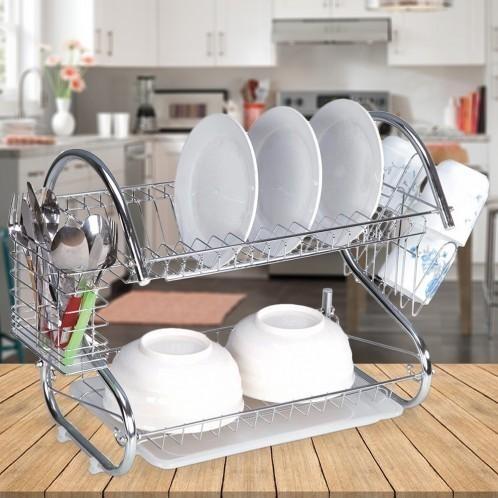 Two-Tier Stainless-Steel Dish Rack - Assorted Sizes / 16&quot;