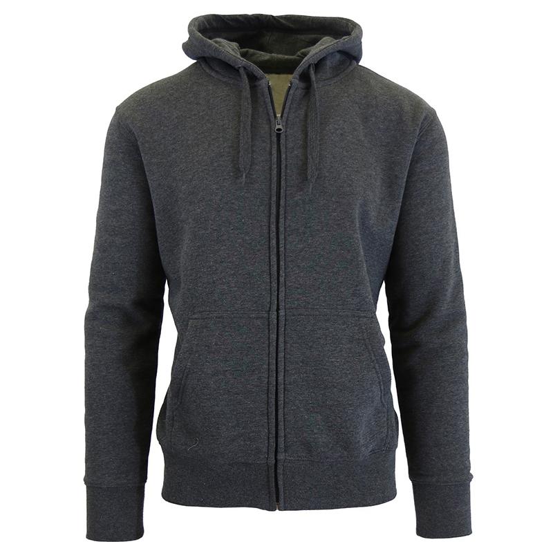 Men&#39;s Fleece-Lined Zip Sweater Hoodie / Charcoal / Medium