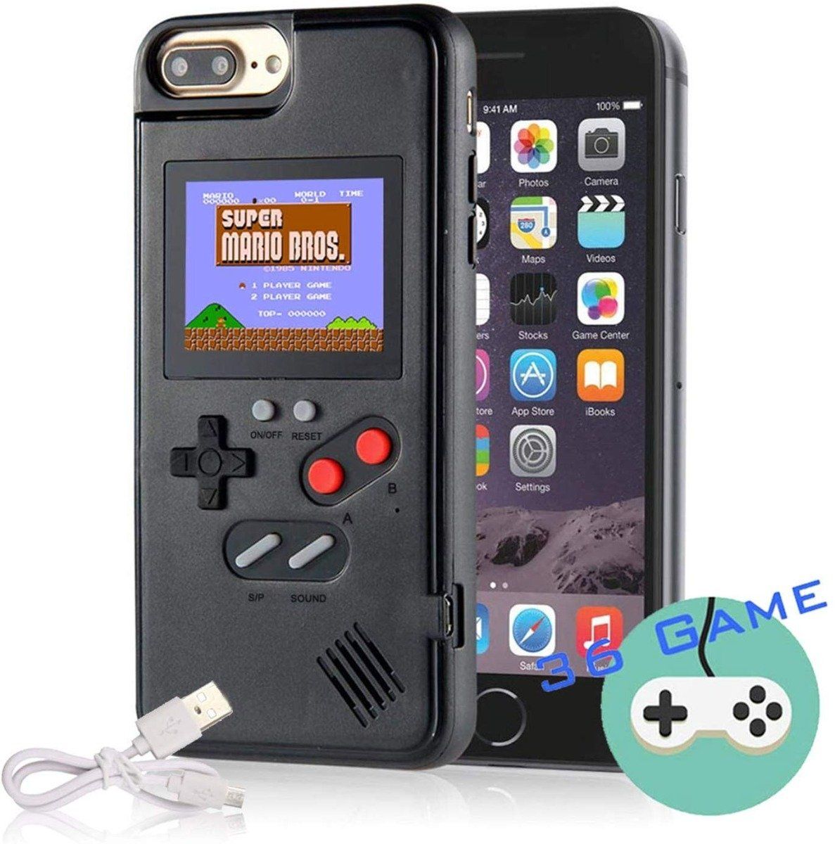 Retro Gaming Case 36 Games in 1 for iPhone and Samsung Phone / Black