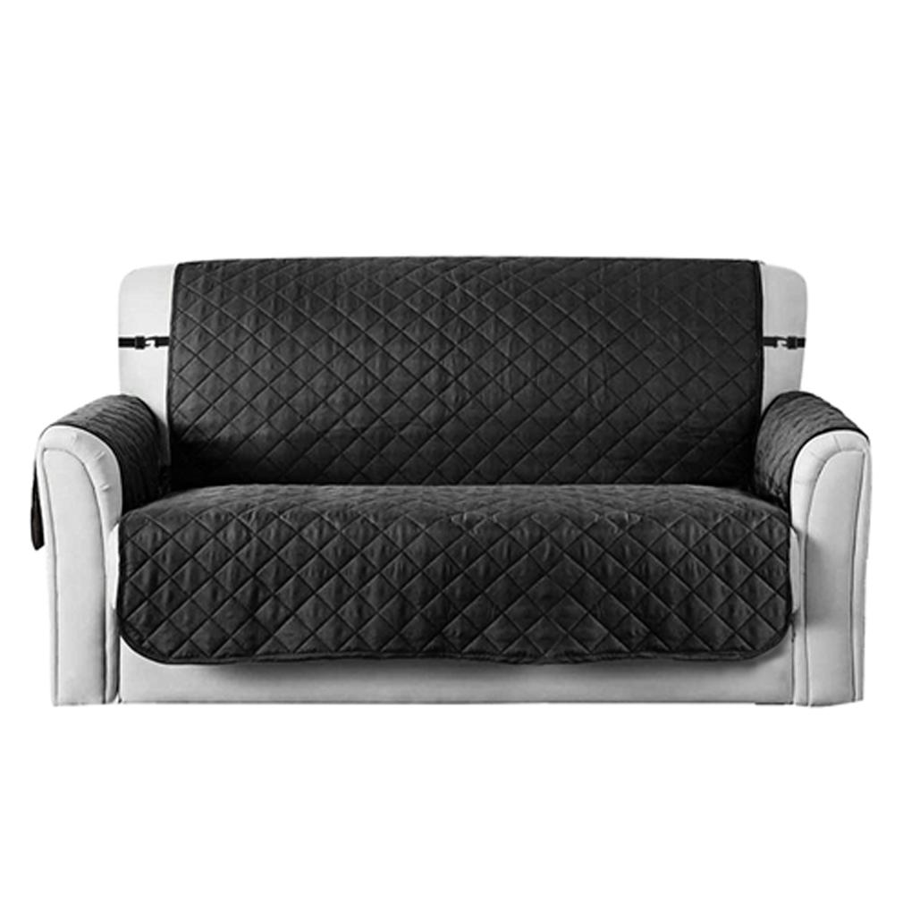 Reversible Sofa Cover Chair Loveseat / Black / Large