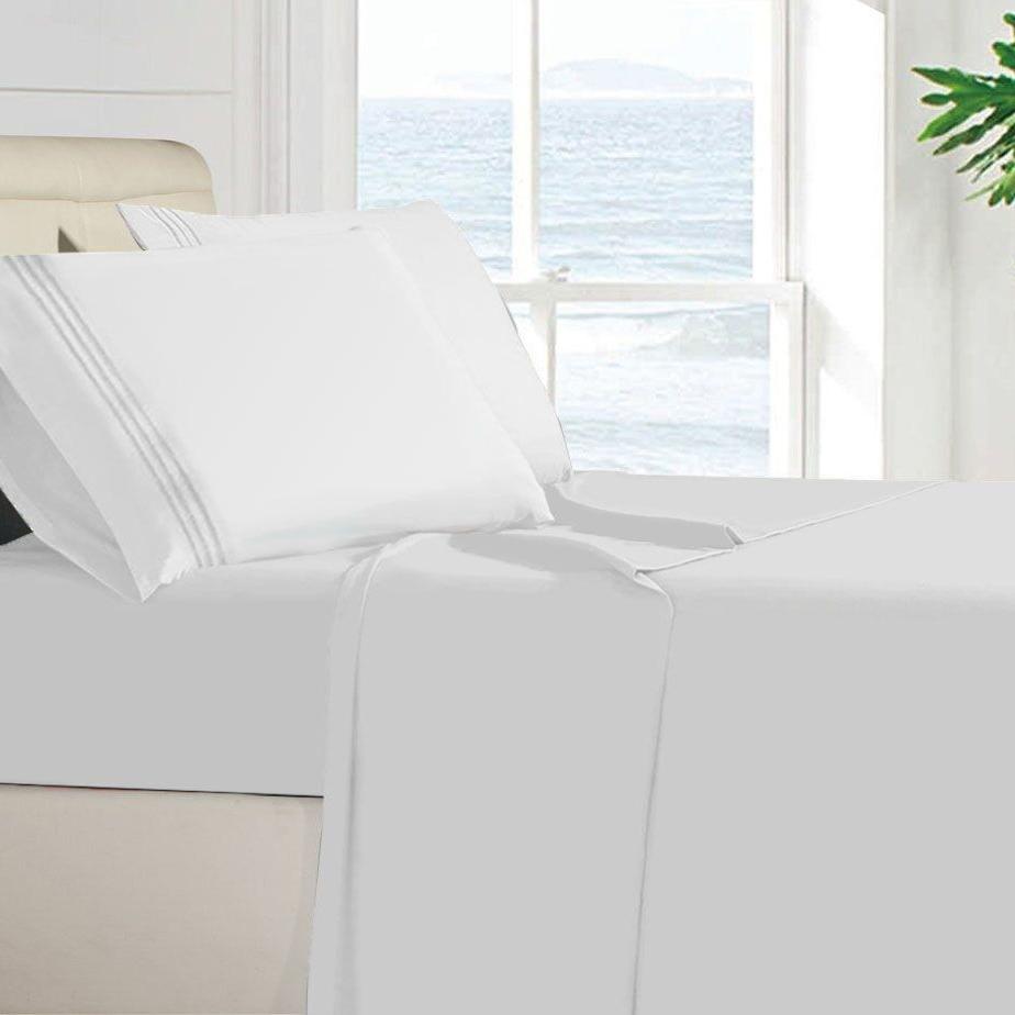 Egyptian Quality 100 GSM Microfiber Sheet Set / White / Queen