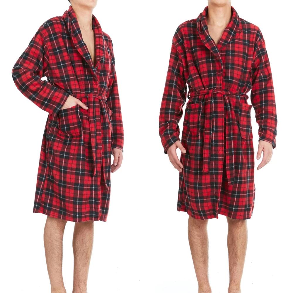 Women&#39;s Unisex Fleece Robe with Pockets - Assorted Colors / Red