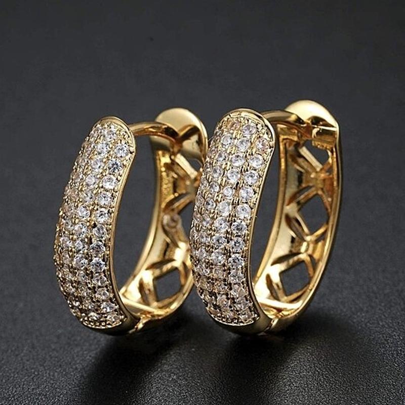 Swarovski Crystal Huggie Earrings In Yellow Gold