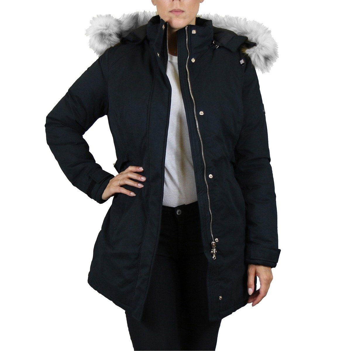 Spire By Galaxy Heavyweight Women&#39;s Parka with Hood / Black / Large