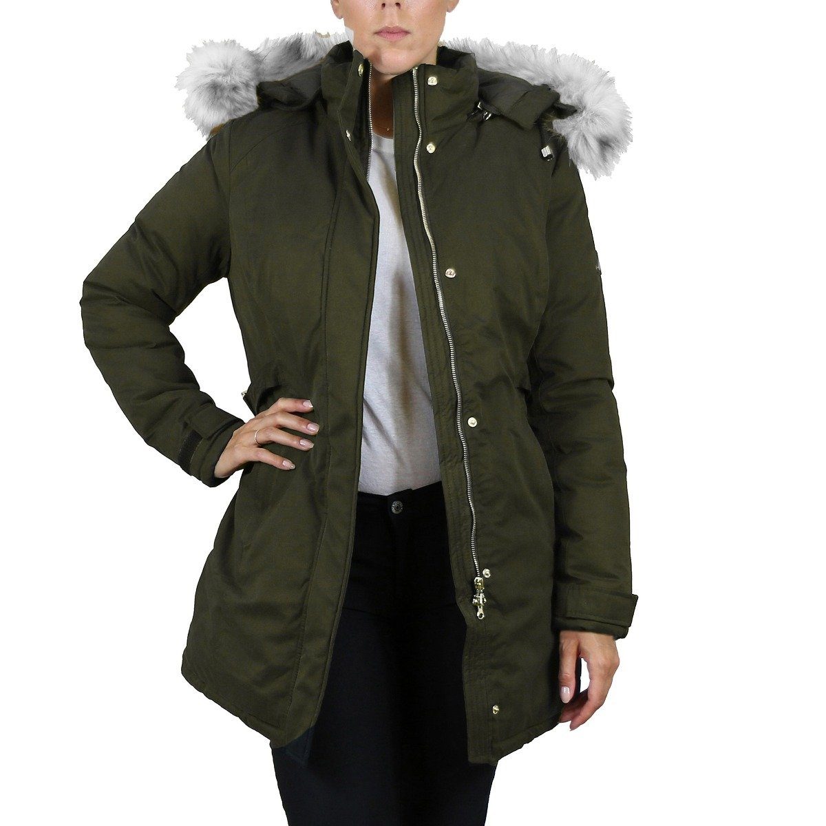 Spire By Galaxy Heavyweight Women&#39;s Parka with Hood / Olive / Large