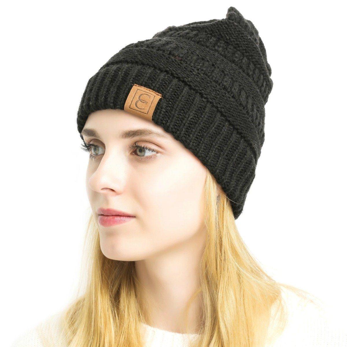 Women&#39;s Popular CC Chic Winter Beanie Hat / Black