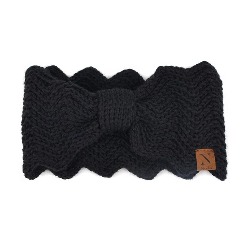 Women&#39;s Knotted Knit Winter Head Band / Black