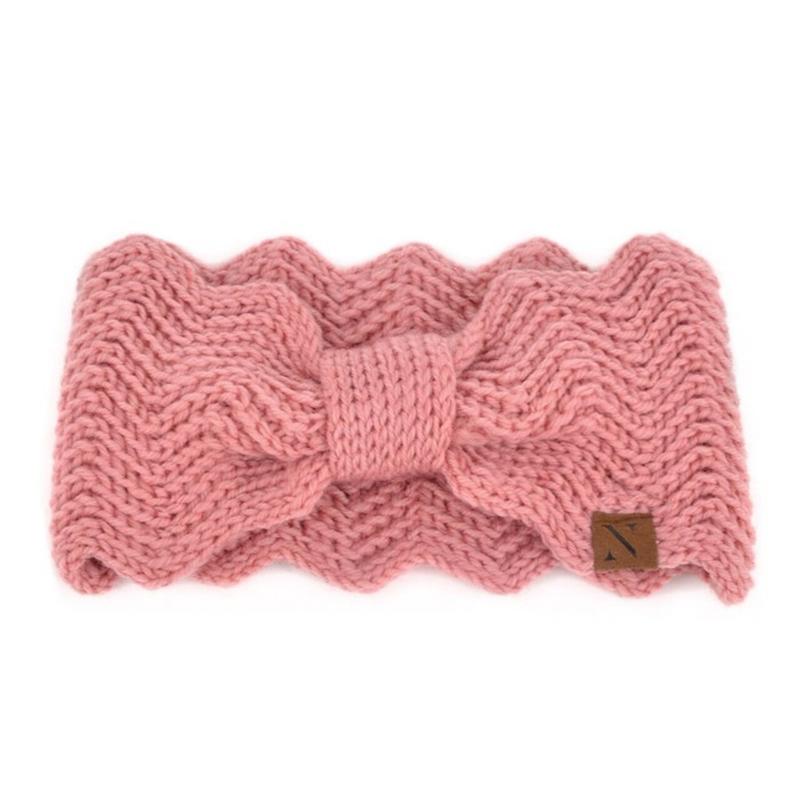 Women&#39;s Knotted Knit Winter Head Band / Pink