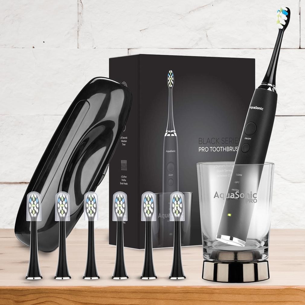 AquaSonic Black Series Pro Ultra Whitening 40,000 VPM Rechargeable Electric Toothbrush