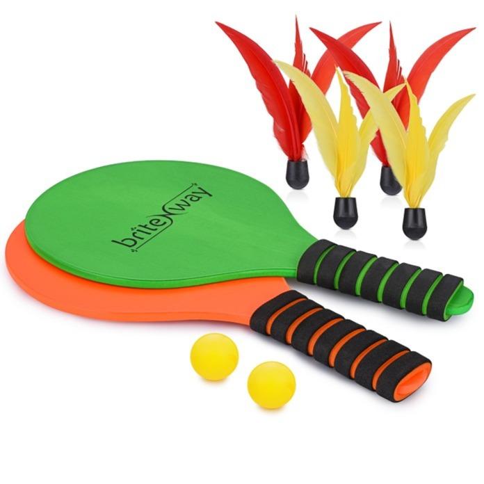 Paddle Ball Game Bundle With 2 Wooden Racket Paddles