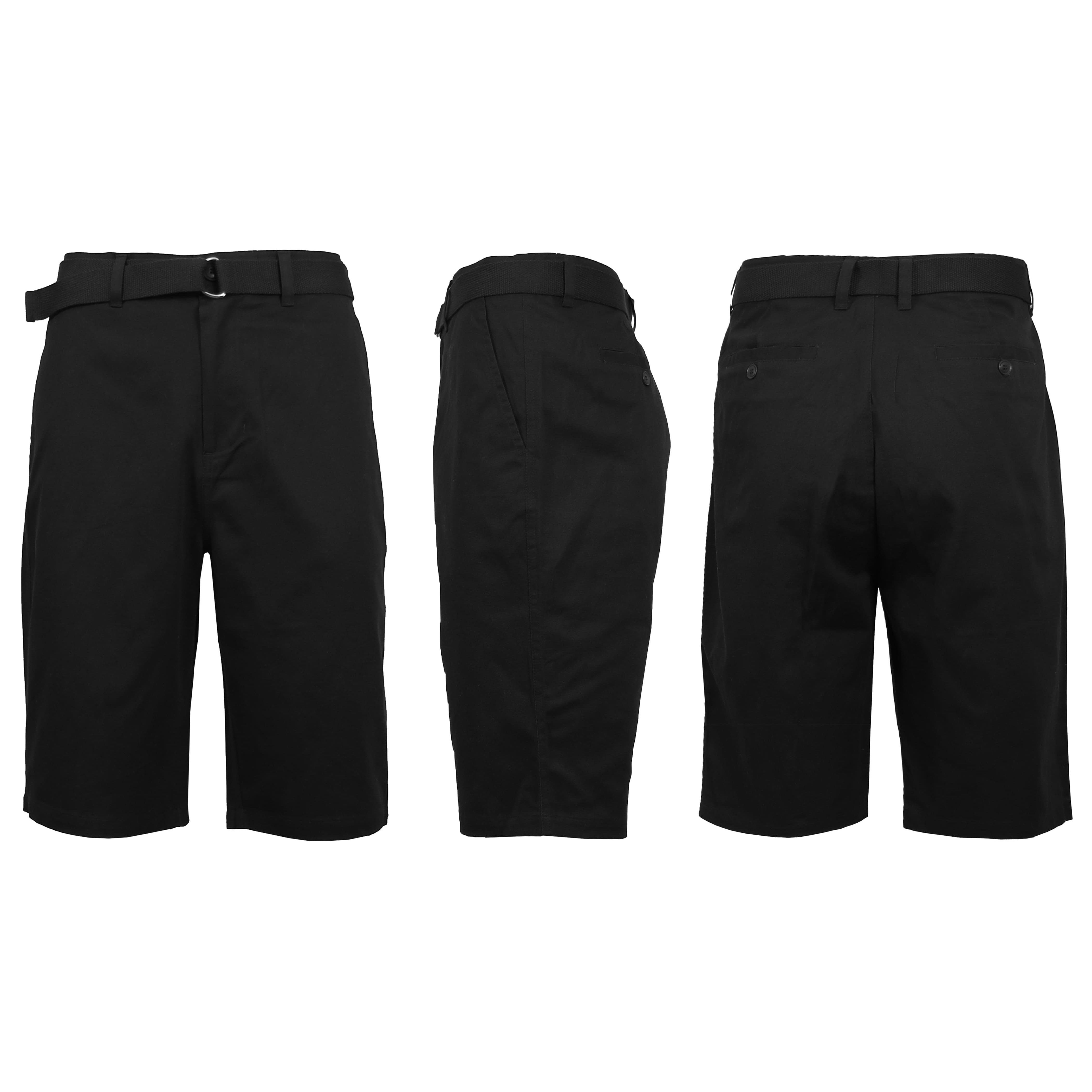 Men&#39;s Cotton Chino Shorts with Belt / Black / 30
