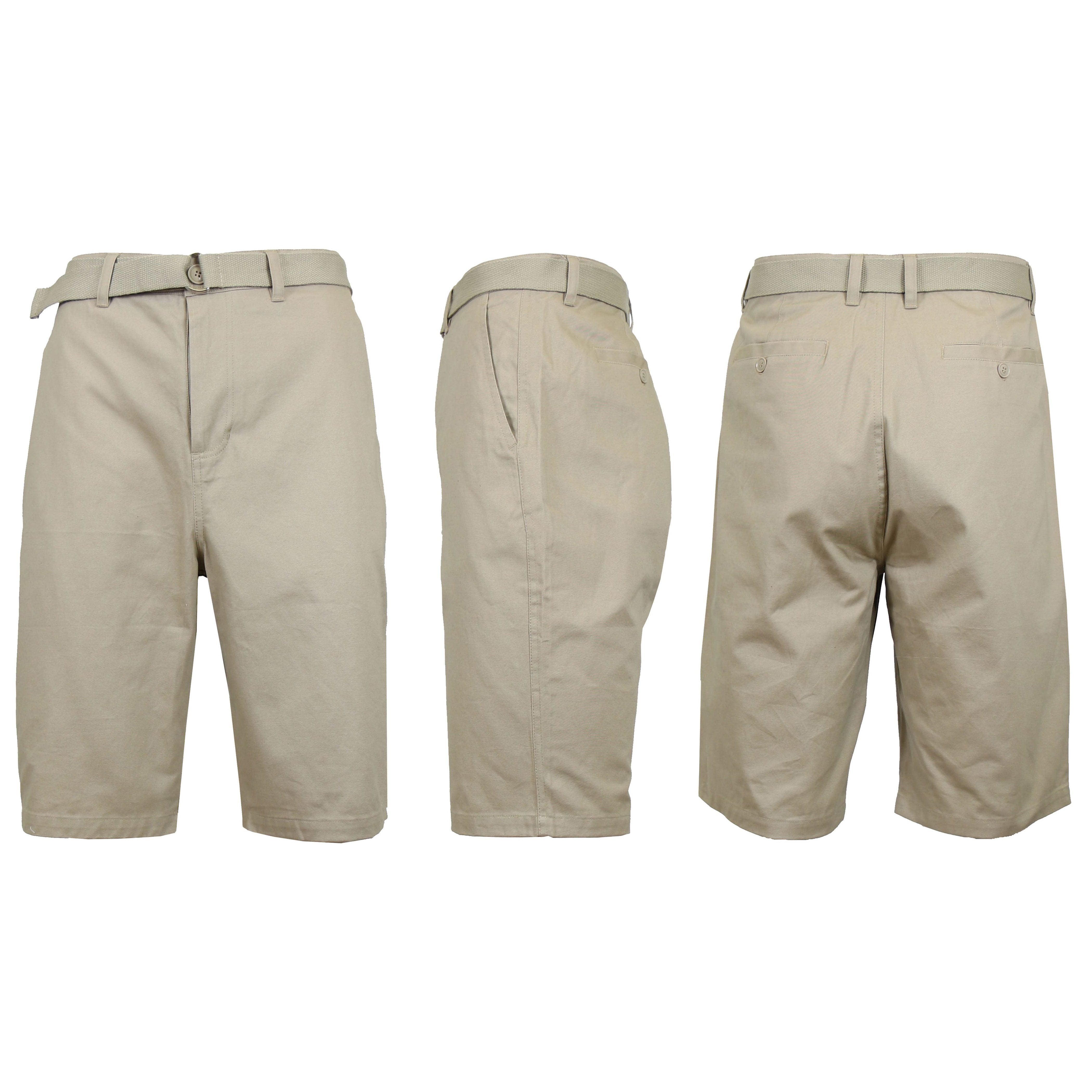 Men&#39;s Cotton Chino Shorts with Belt / Khaki / 30