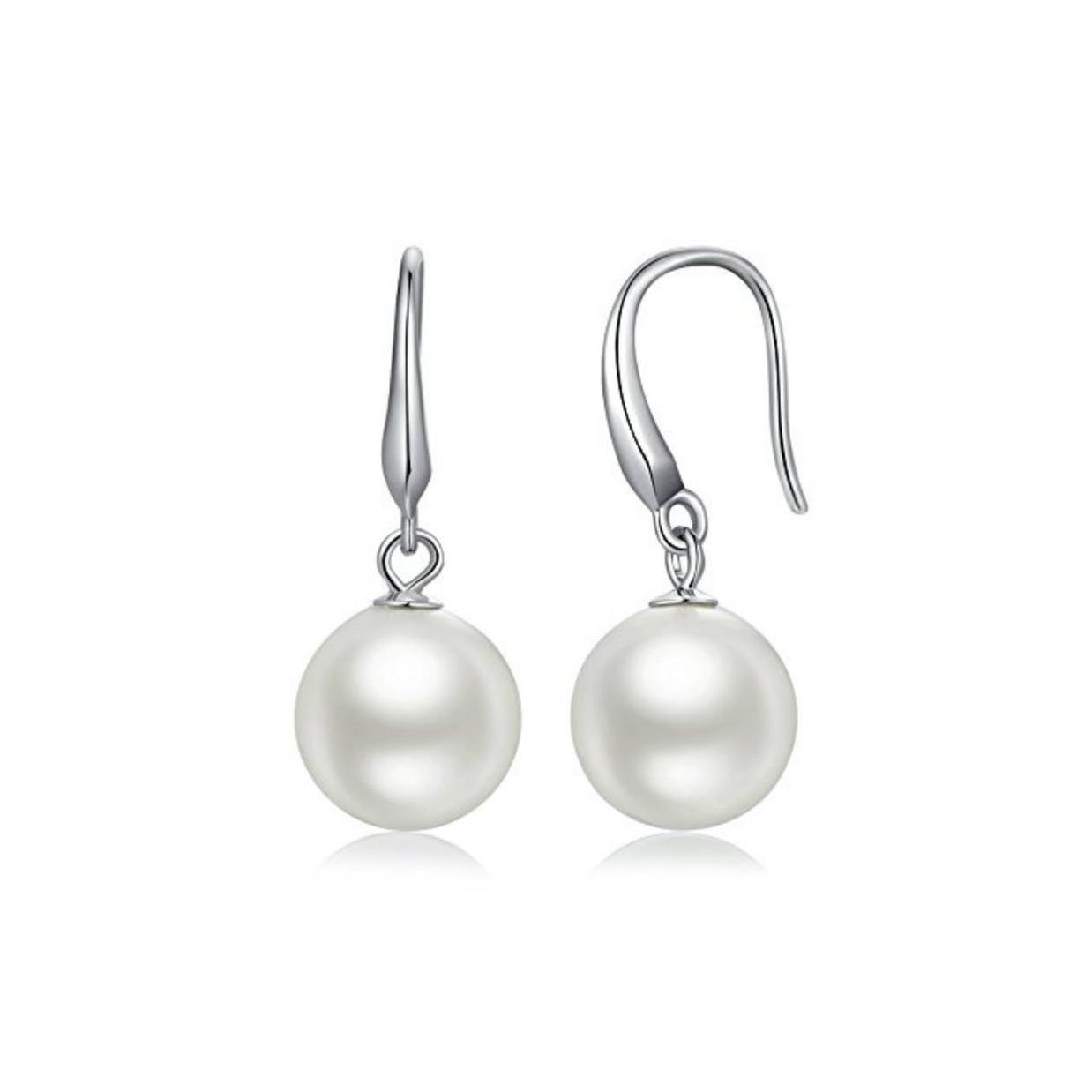Sterling Silver Drop Dangle Fresh Pearl Hanging Earrings