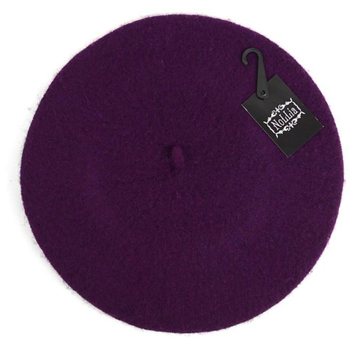 Traditional Women&#39;s Men&#39;s Solid Color Plain Wool French Beret One Size / Dark Purple
