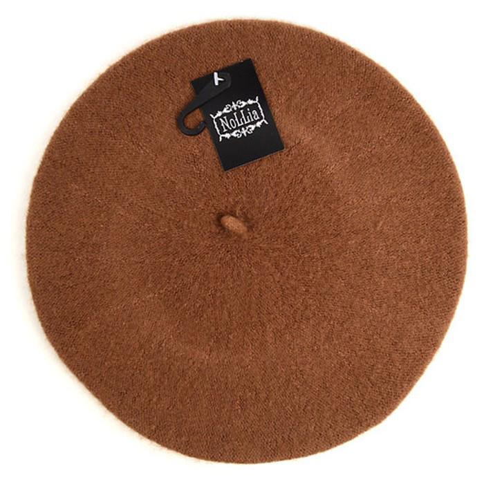 Traditional Women&#39;s Men&#39;s Solid Color Plain Wool French Beret One Size / Light Brown