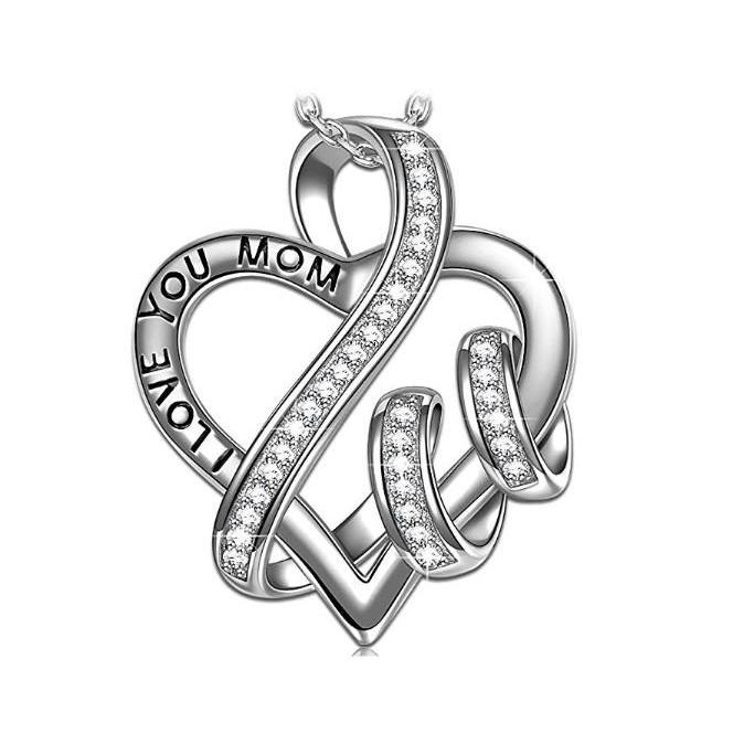 White Swarovski Elements Pav&#39;e Intertwined Heart Shaped Necklace