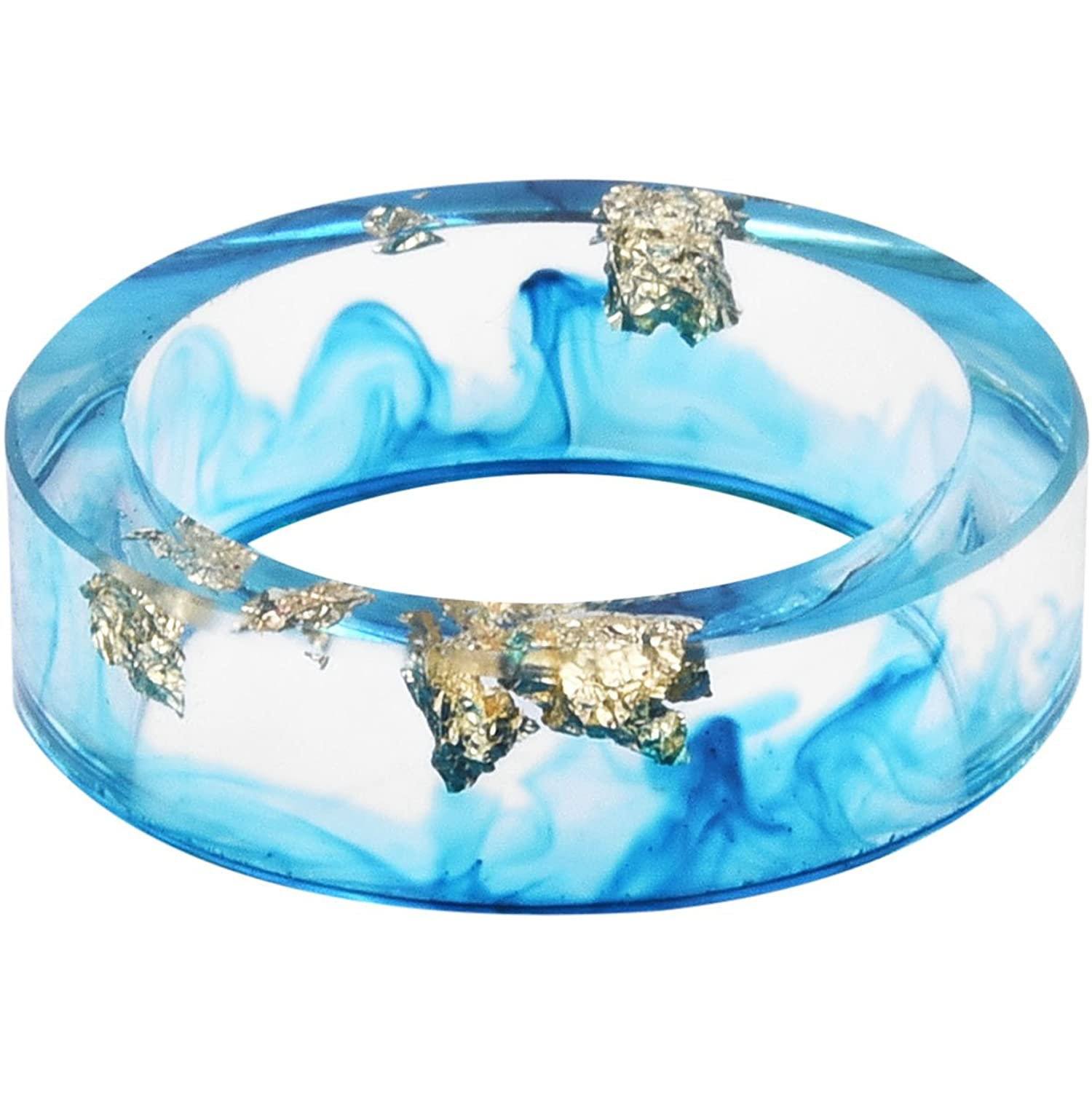 Malibu Blue Tie Dye Glass Unisex Ring / 7
