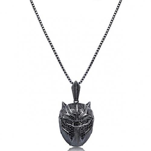 Black Panther Iced Out Crystal Pav&#39;e Pendant Necklace