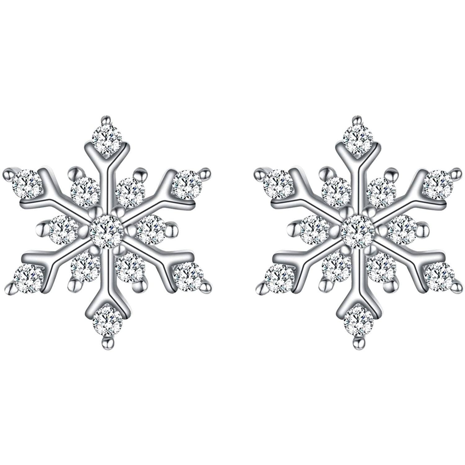 Mini White Crystal Aspen Snowflake Stud Earrings