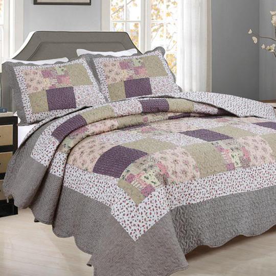 Tradition Premium Printed Reversible Quilt Sets / Gray Patchwork / King