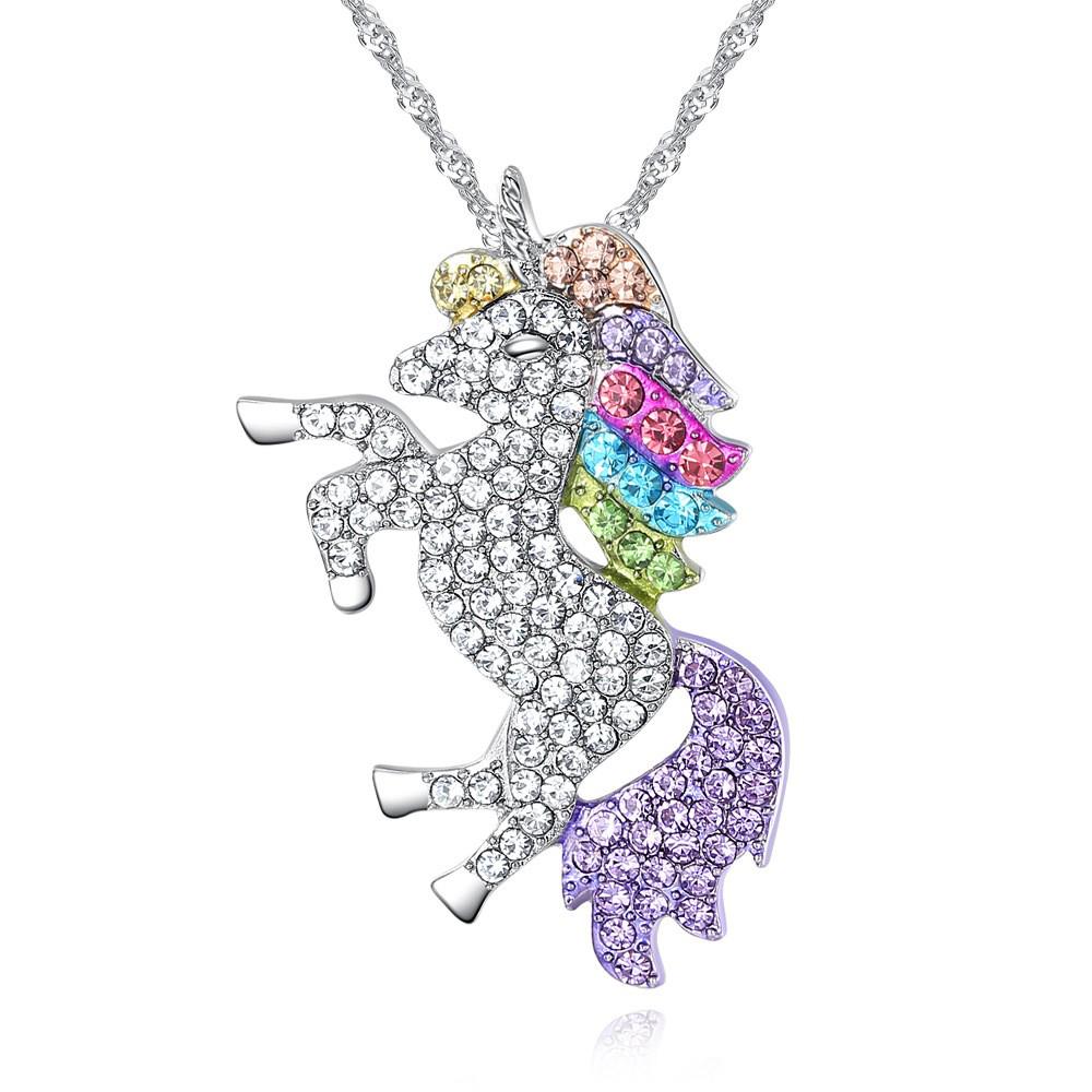Multicolored Unicorn Pendant Necklace