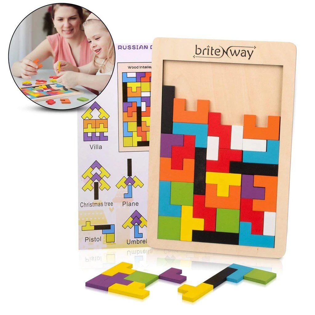 Wooden Tetris Puzzle Toy For Toddlers And Preschoolers