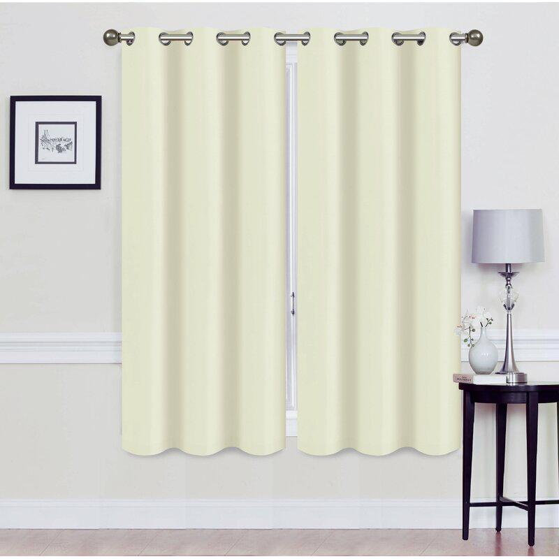 Set of 2: Foam-Backed Blackout Grommet Curtain Panel / Ivory / 76 X 63