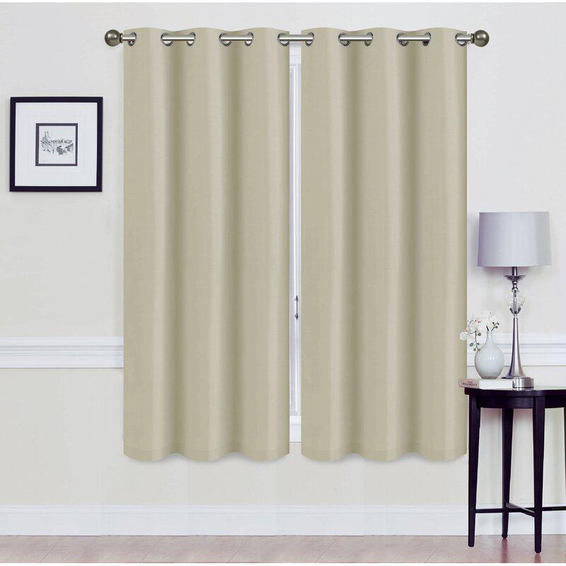Set of 2: Foam-Backed Blackout Grommet Curtain Panel / Taupe / 76 X 84