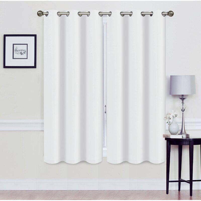 Set of 2: Foam-Backed Blackout Grommet Curtain Panel / White / 76 X 84