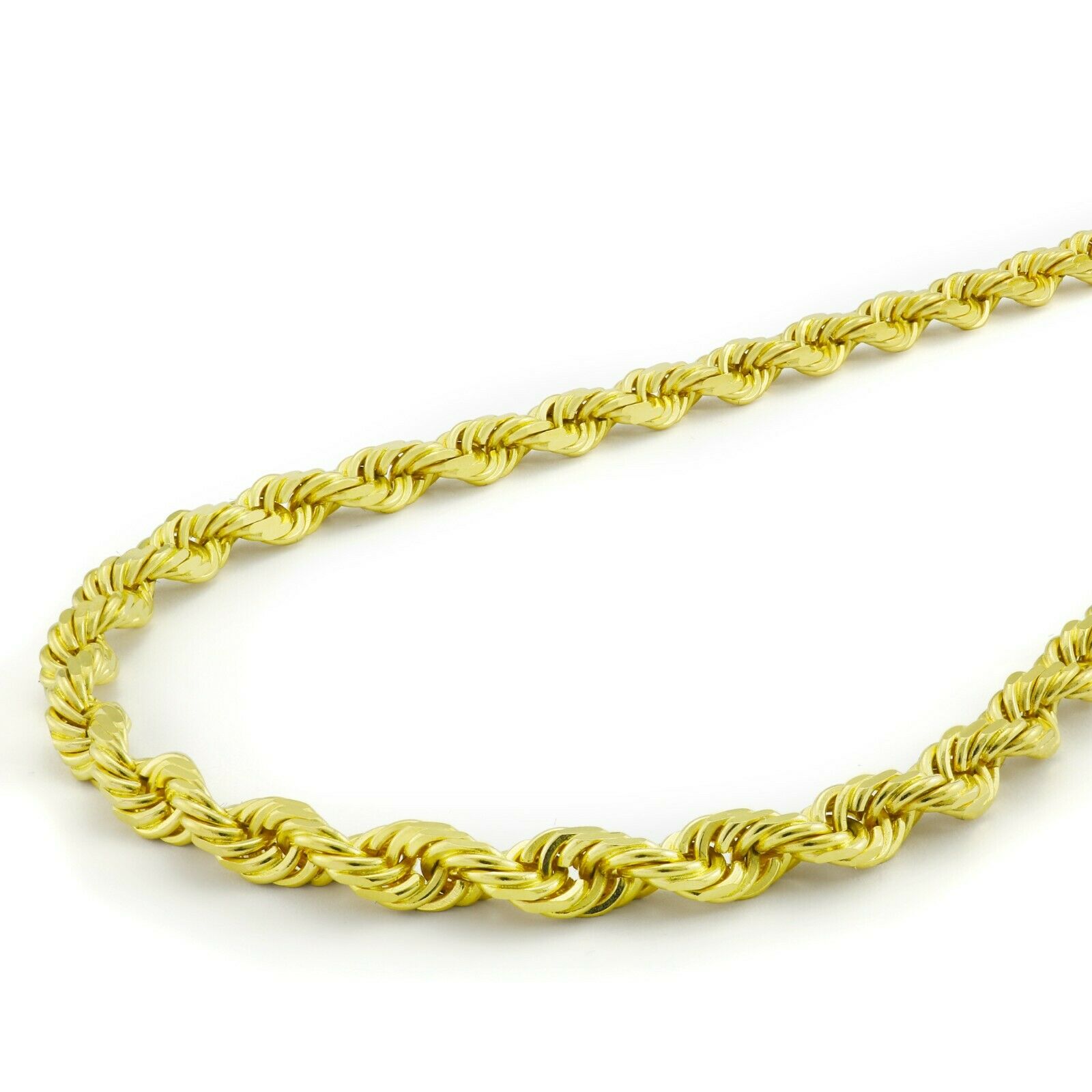 Solid 925 Sterling Silver 14K Gold Vermeil Italian Rope Chain Necklace / 18&quot;