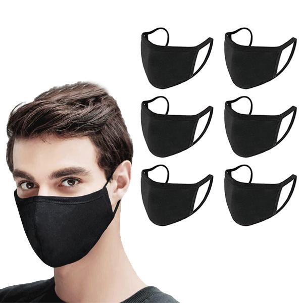 Washable &amp; Resuable 2 Ply Cotton Fabric Face Mask With Elastic Earloop / Black