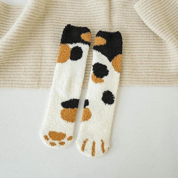 Women&#39;s 3-Pack: Autumn and Winter Cat Claws Socks / Dot Black