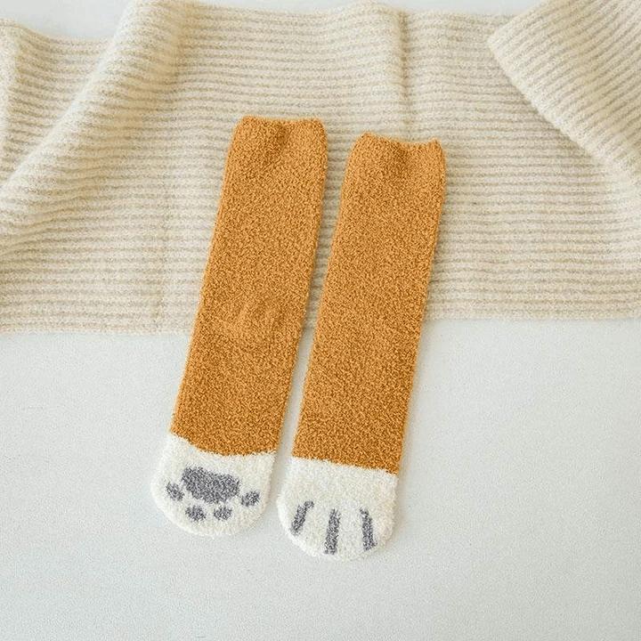 Women&#39;s 3-Pack: Autumn and Winter Cat Claws Socks / Yellow