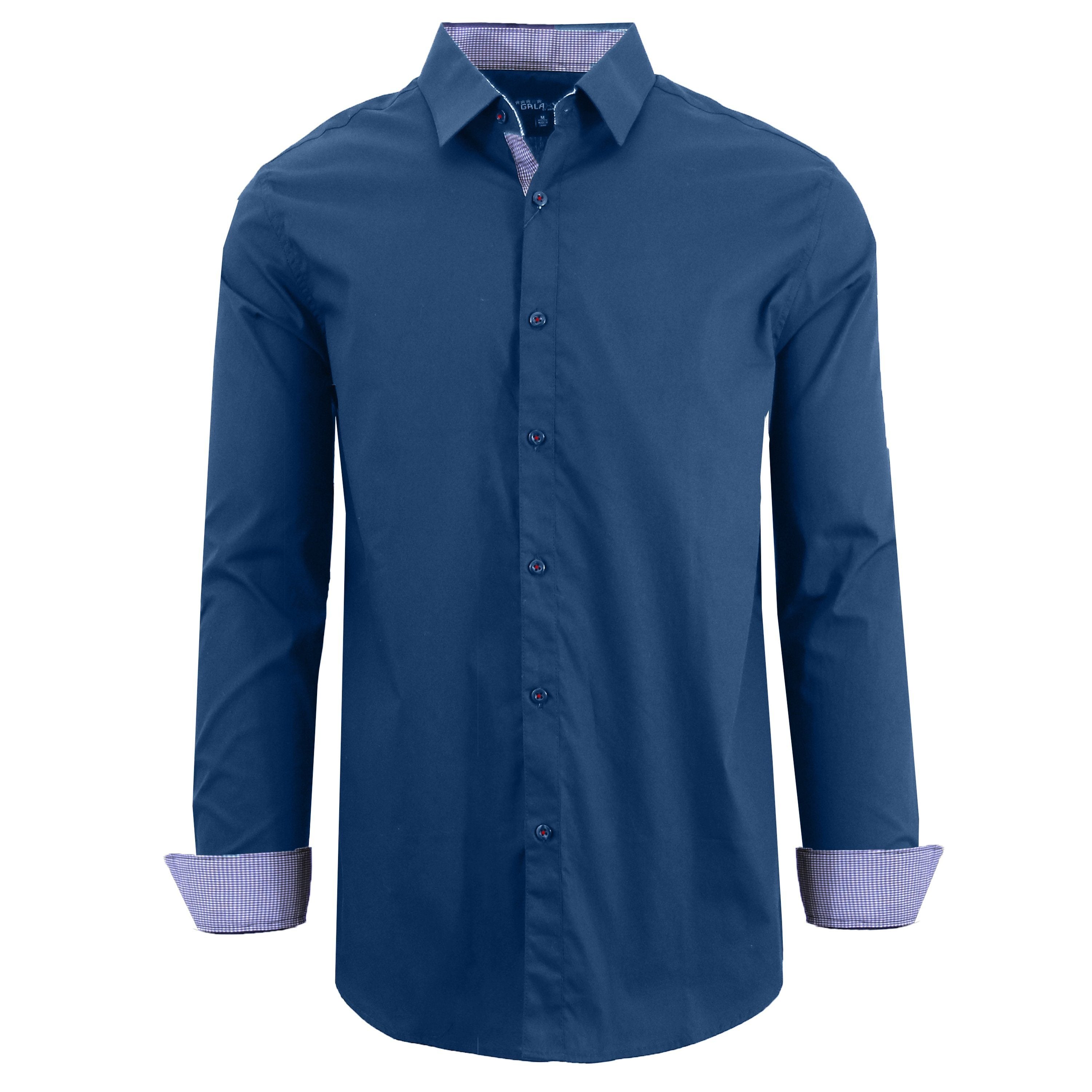 Men&#39;s Mens Long Sleeve Dress Shirt / Navy Blue / Small