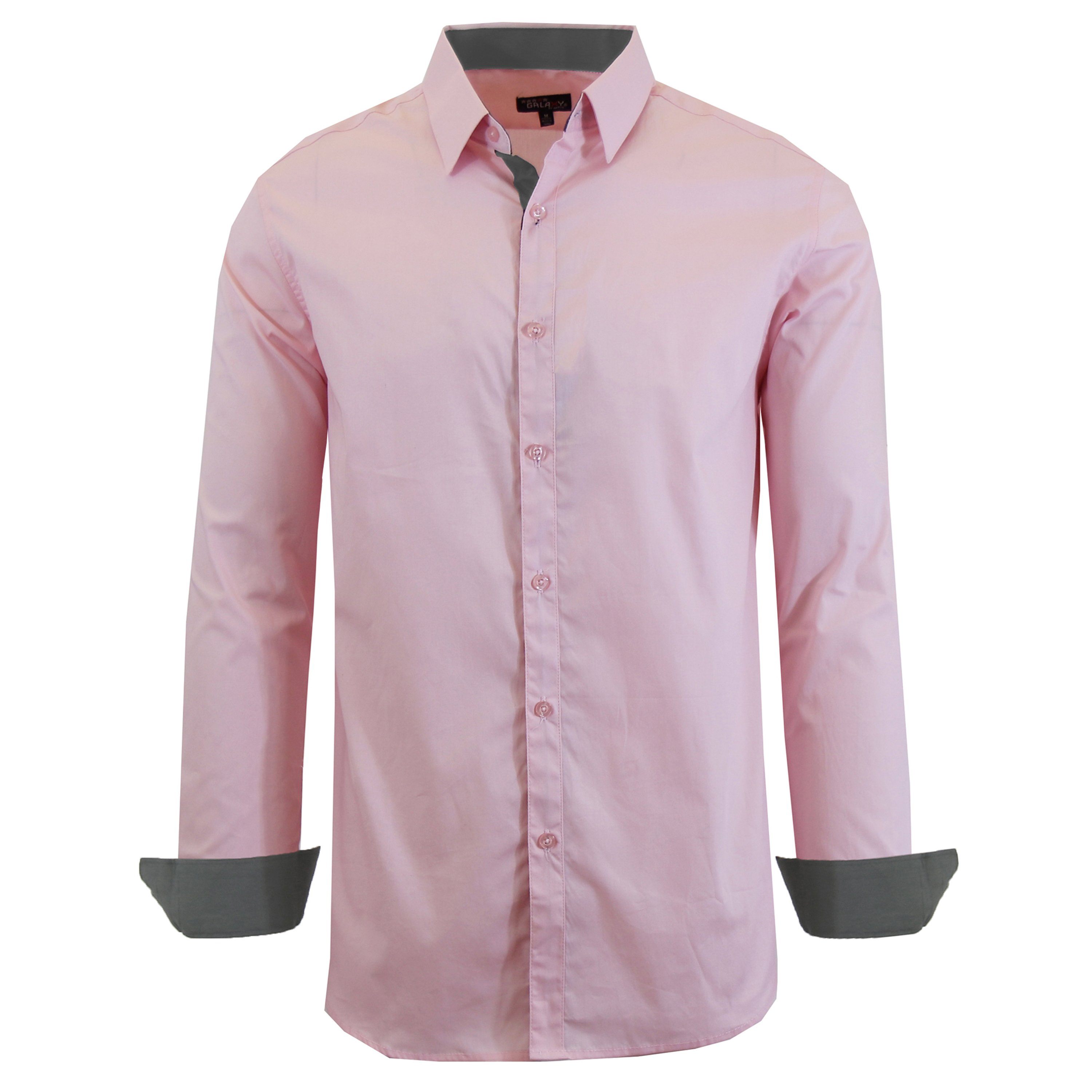 Men&#39;s Mens Long Sleeve Dress Shirt / Pink / Large