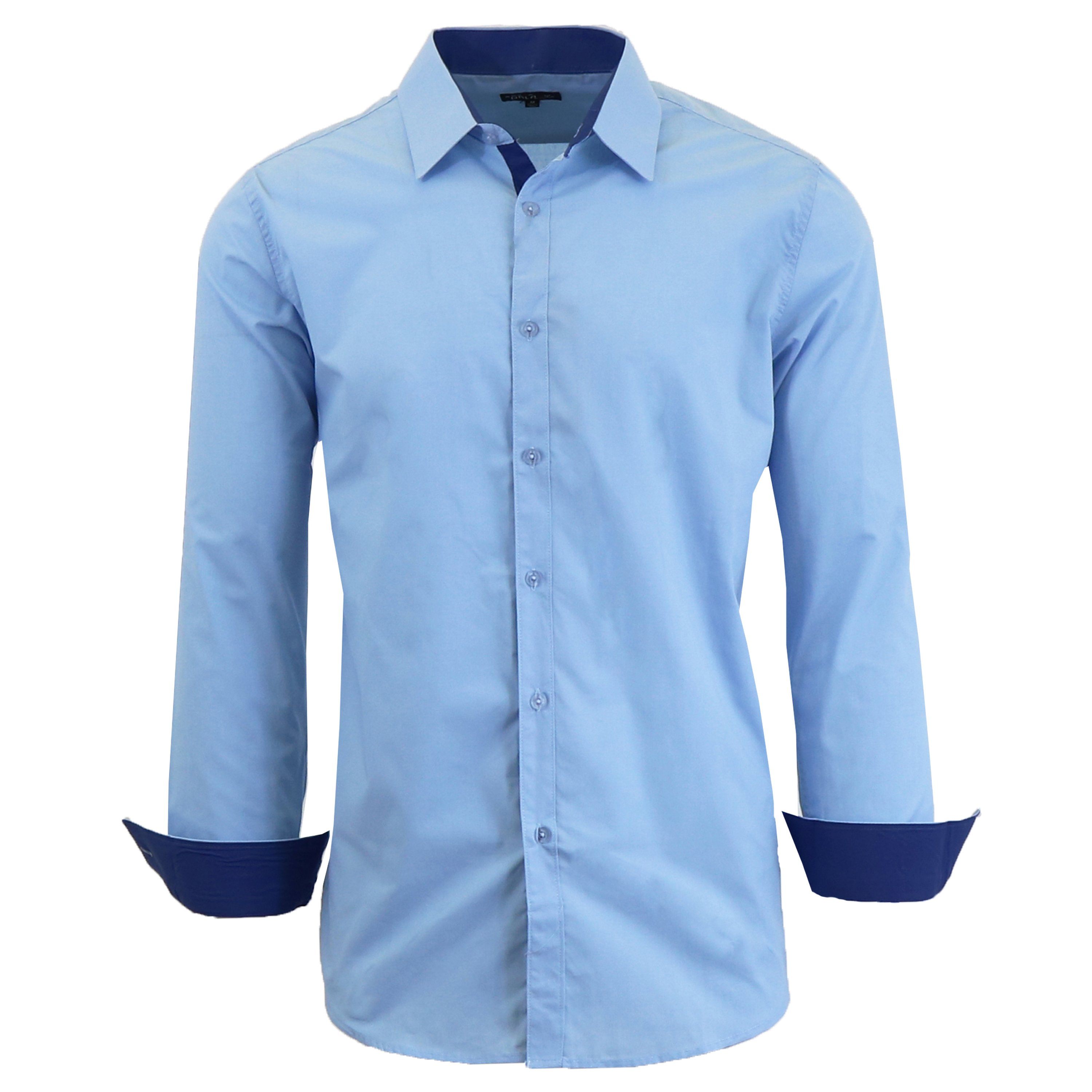 Men&#39;s Mens Long Sleeve Dress Shirt / Light Blue / XX-Large