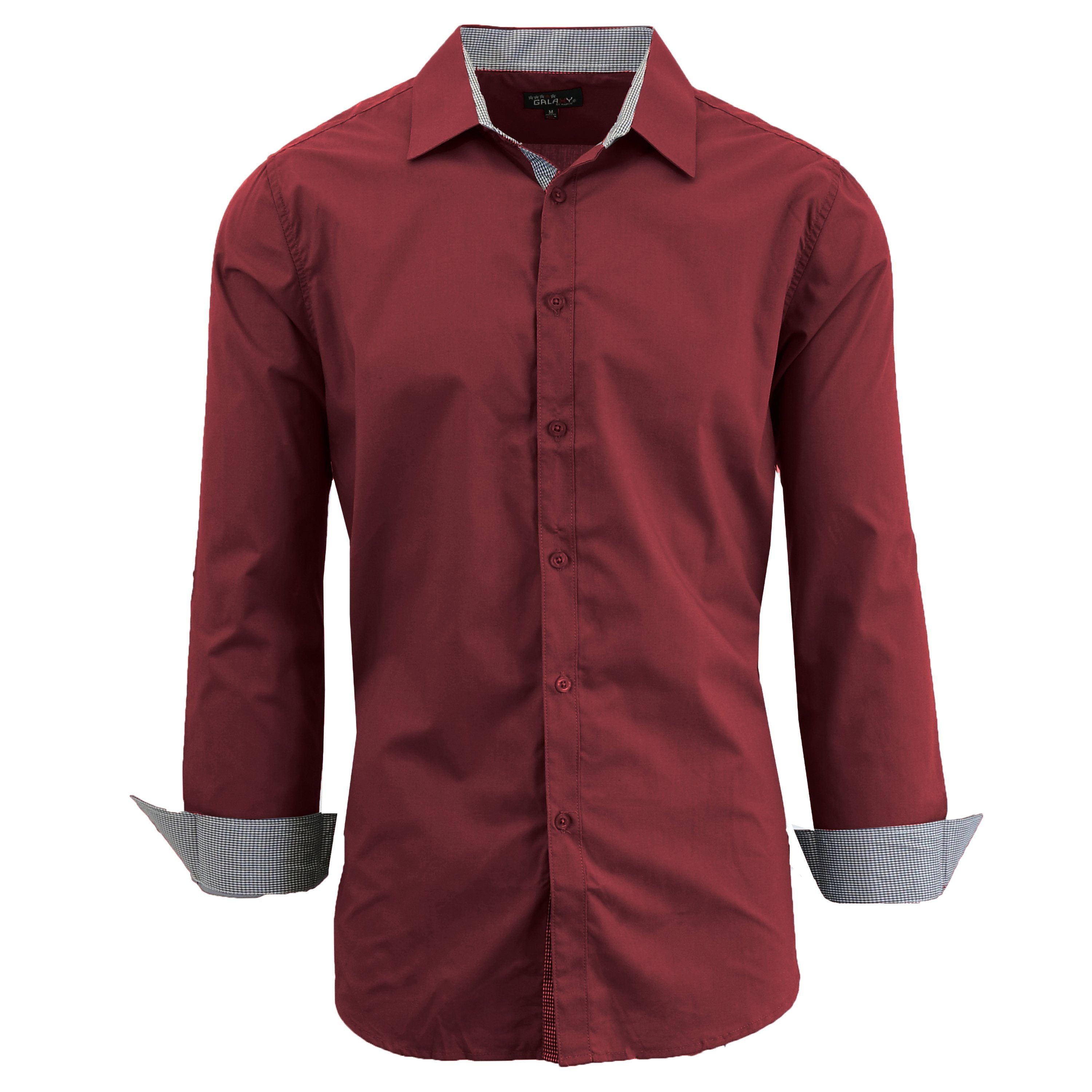 Men&#39;s Mens Long Sleeve Dress Shirt / Maroon / Medium