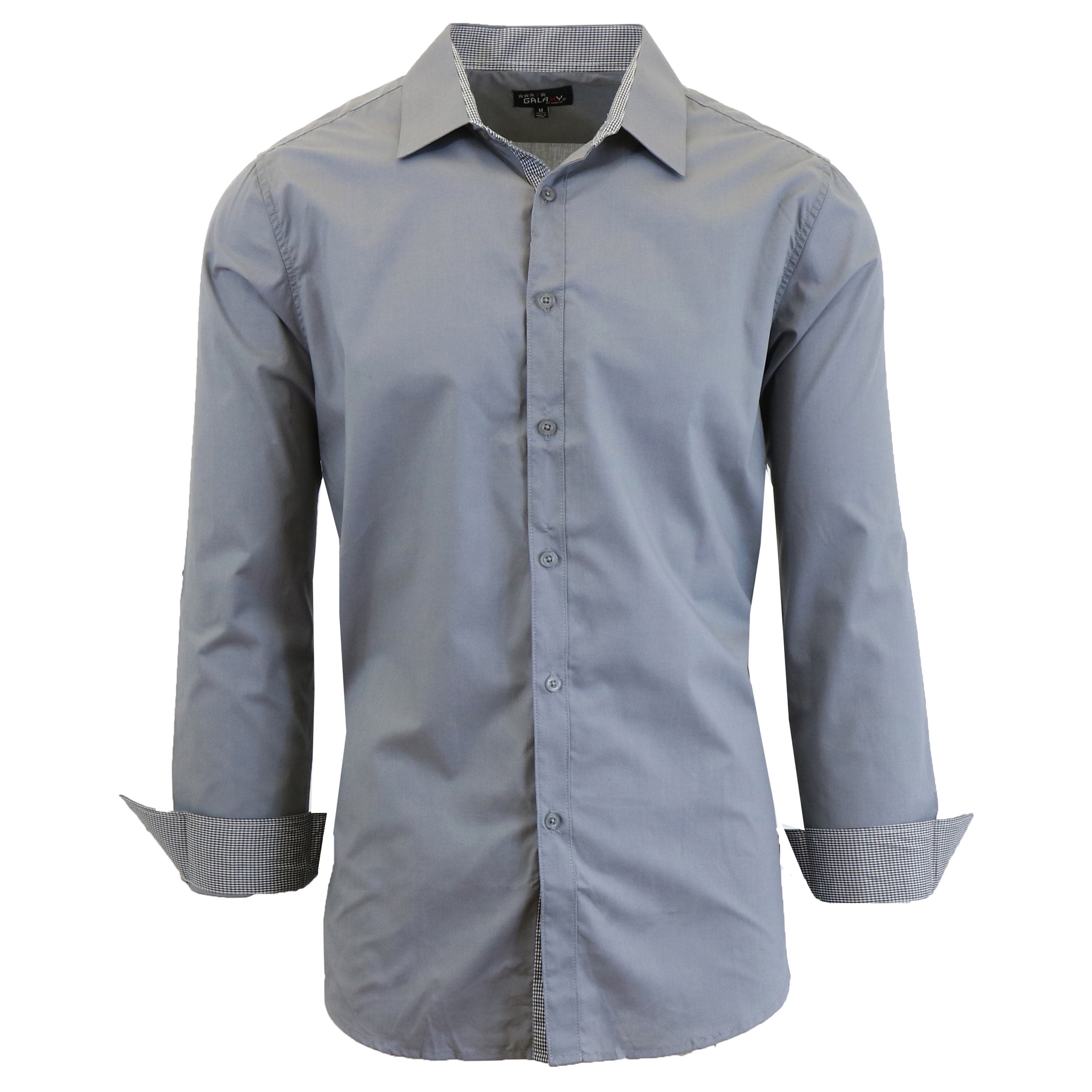 Men&#39;s Mens Long Sleeve Dress Shirt / Medium Gray / Large