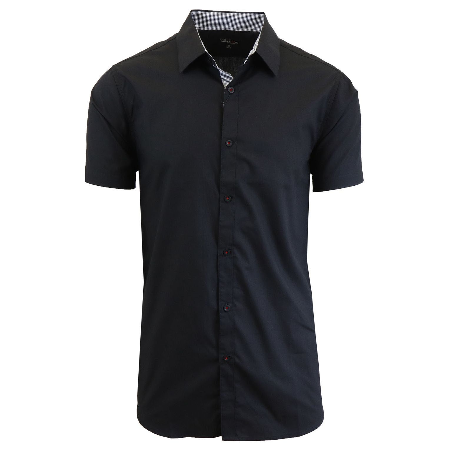 Men&#39;s Mens Short Sleeve Dress Shirt / Black / X-Large