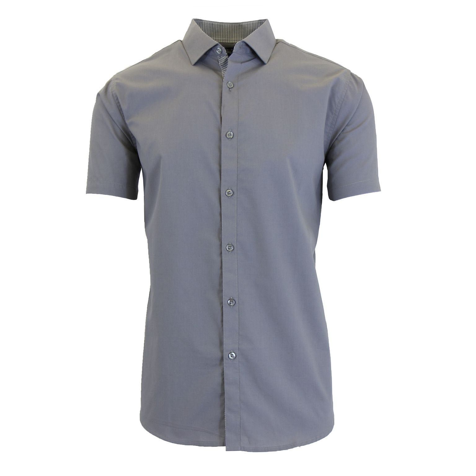 Men&#39;s Mens Short Sleeve Dress Shirt / Gray / Large